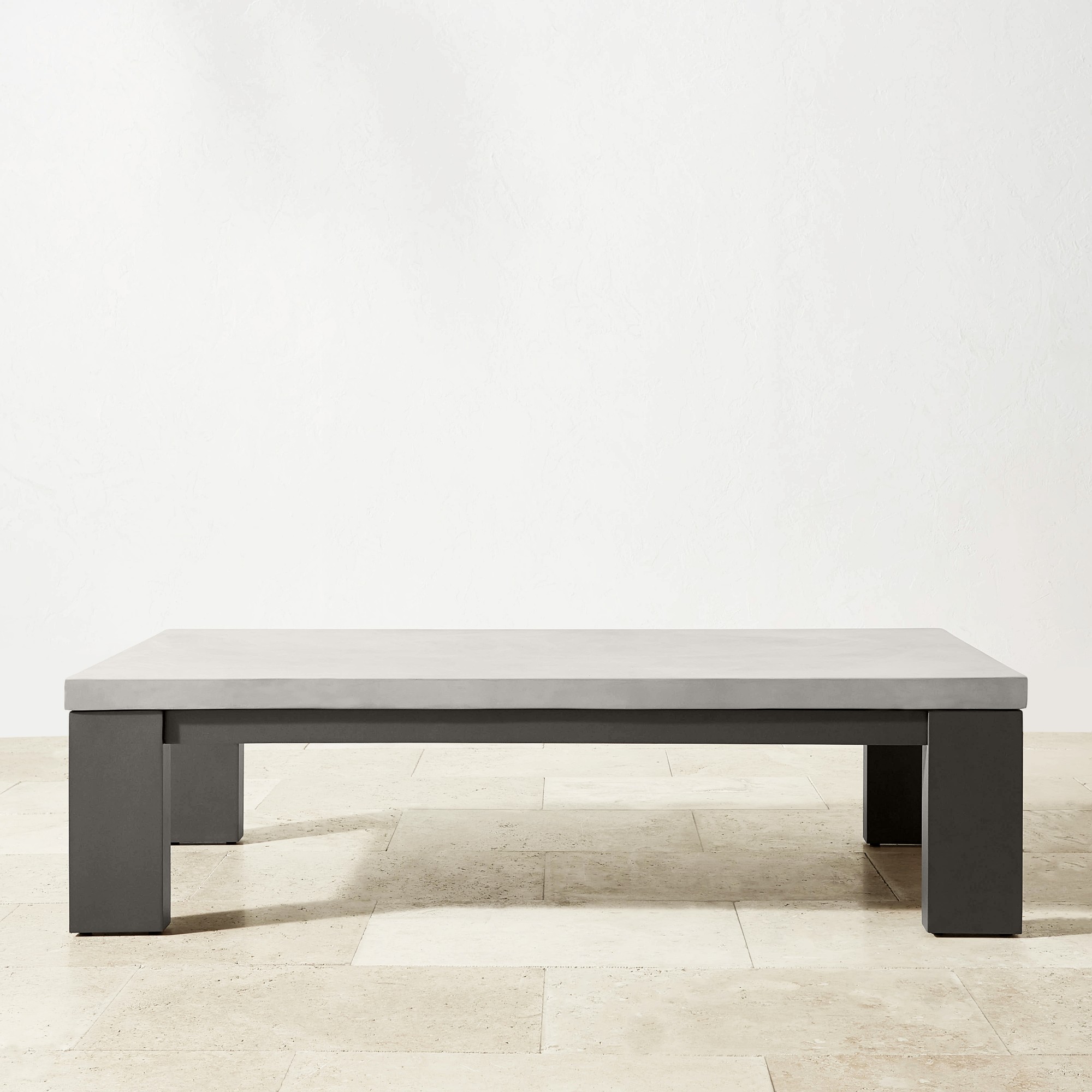 Larnaca Outdoor Slate Grey Metal Fiberstone Coffee Table (60