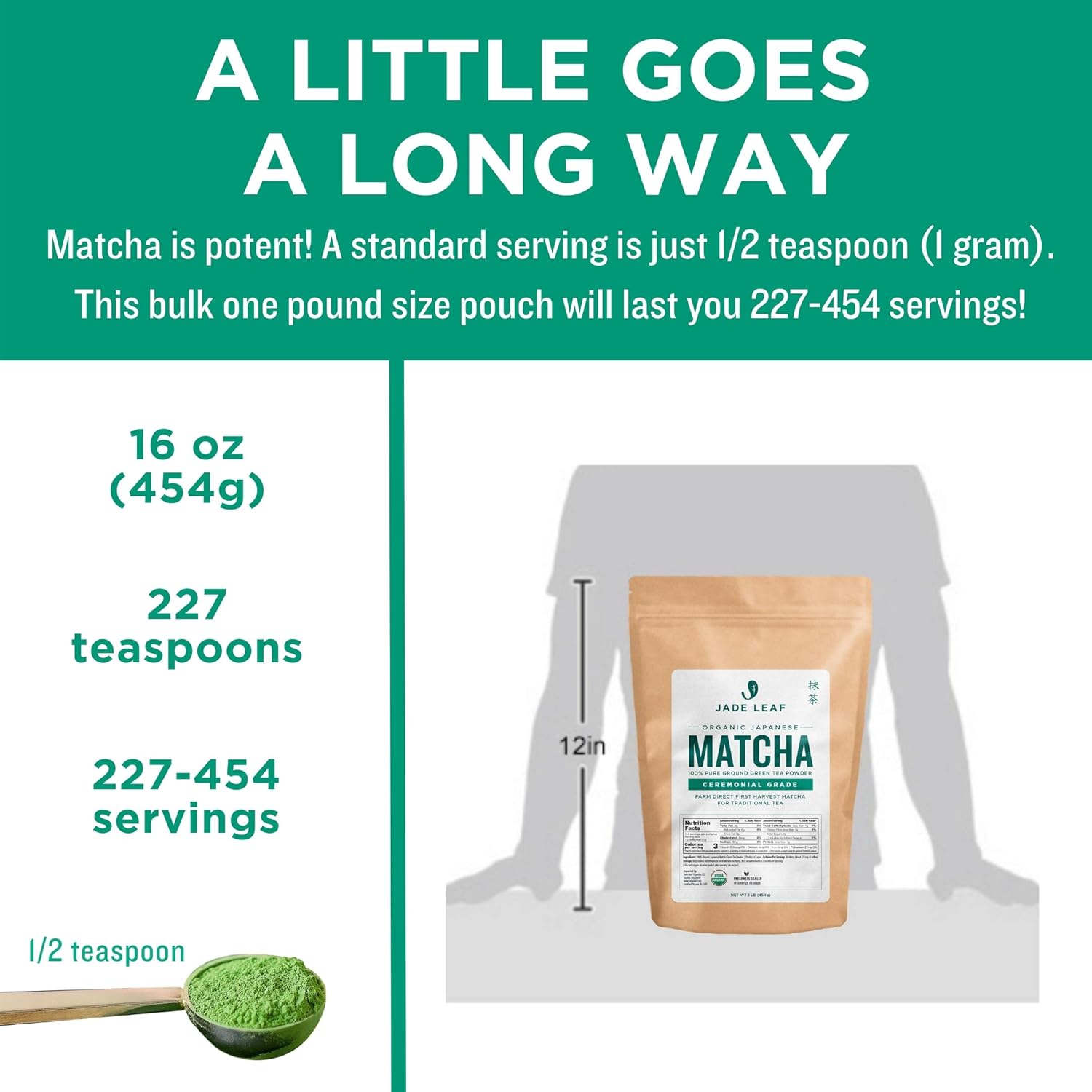 Jade Leaf Matcha Organic Green Tea Powder - Culinary Grade Premium Second Harvest - Authentic Japanese Origin (1.06 Ounce Pouch)