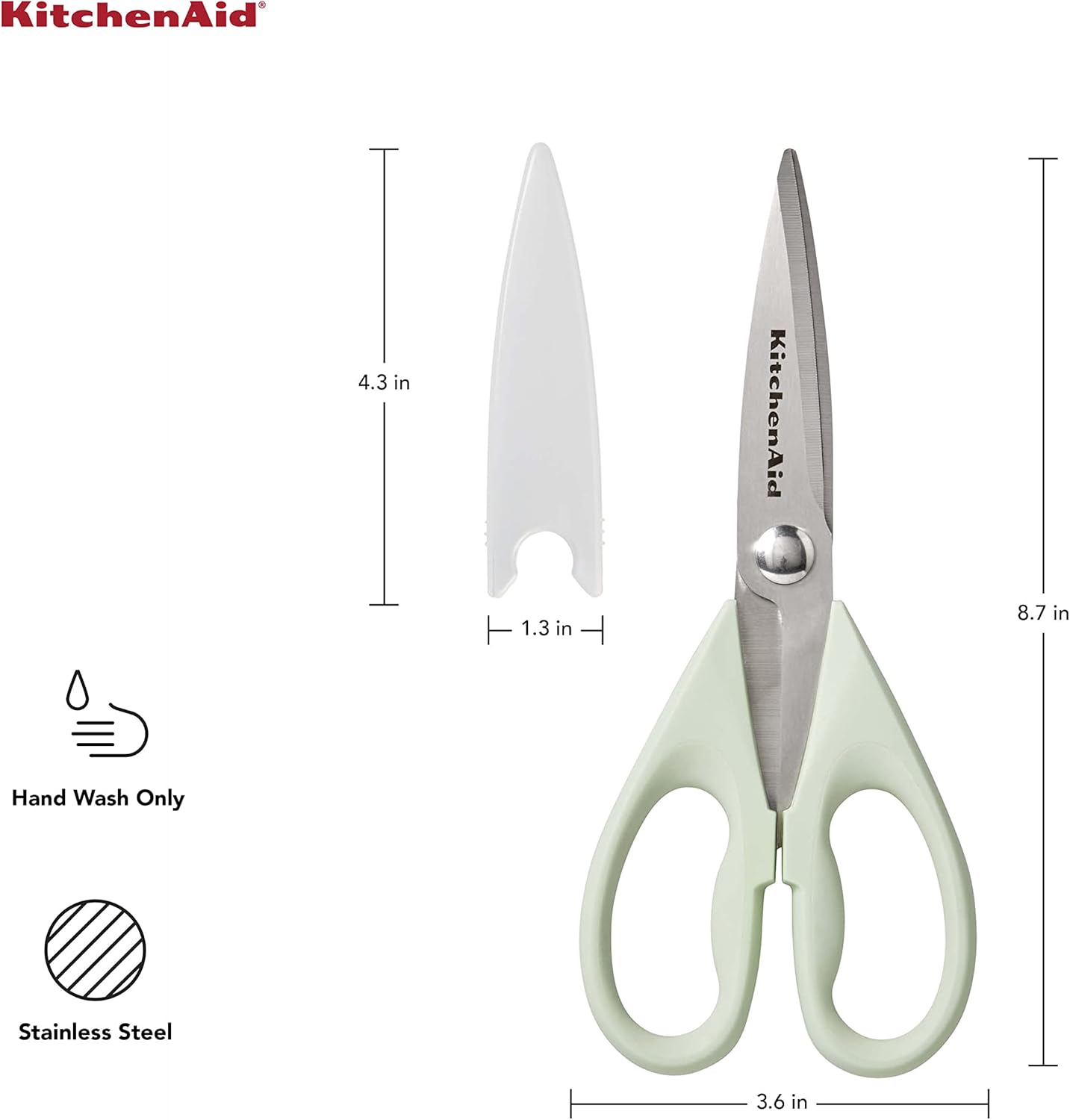 KitchenAid All Purpose Kitchen Shears with Protective Sheath for Everyday use, Dishwasher Safe Stainless Steel Scissors with Comfort Grip, 8.72-Inch, Black