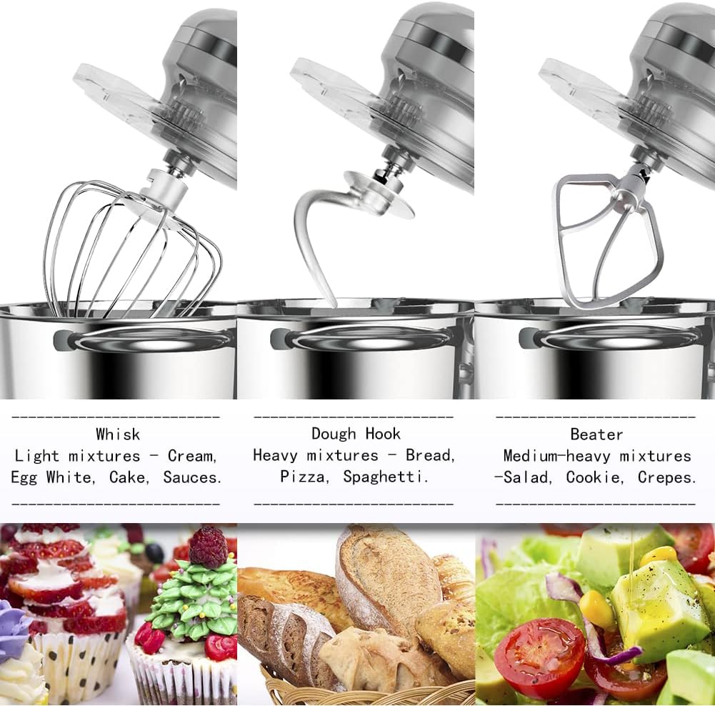 Aucma Stand Mixer,6.5-QT 660W 6-Speed Tilt-Head Food Mixer, Kitchen Electric Mixer with Dough Hook, Wire Whip & Beater (6.5QT, Black)