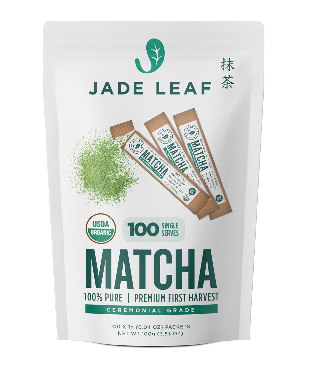 Jade Leaf Matcha Organic Green Tea Powder - Culinary Grade Premium Second Harvest - Authentic Japanese Origin (1.06 Ounce Pouch)