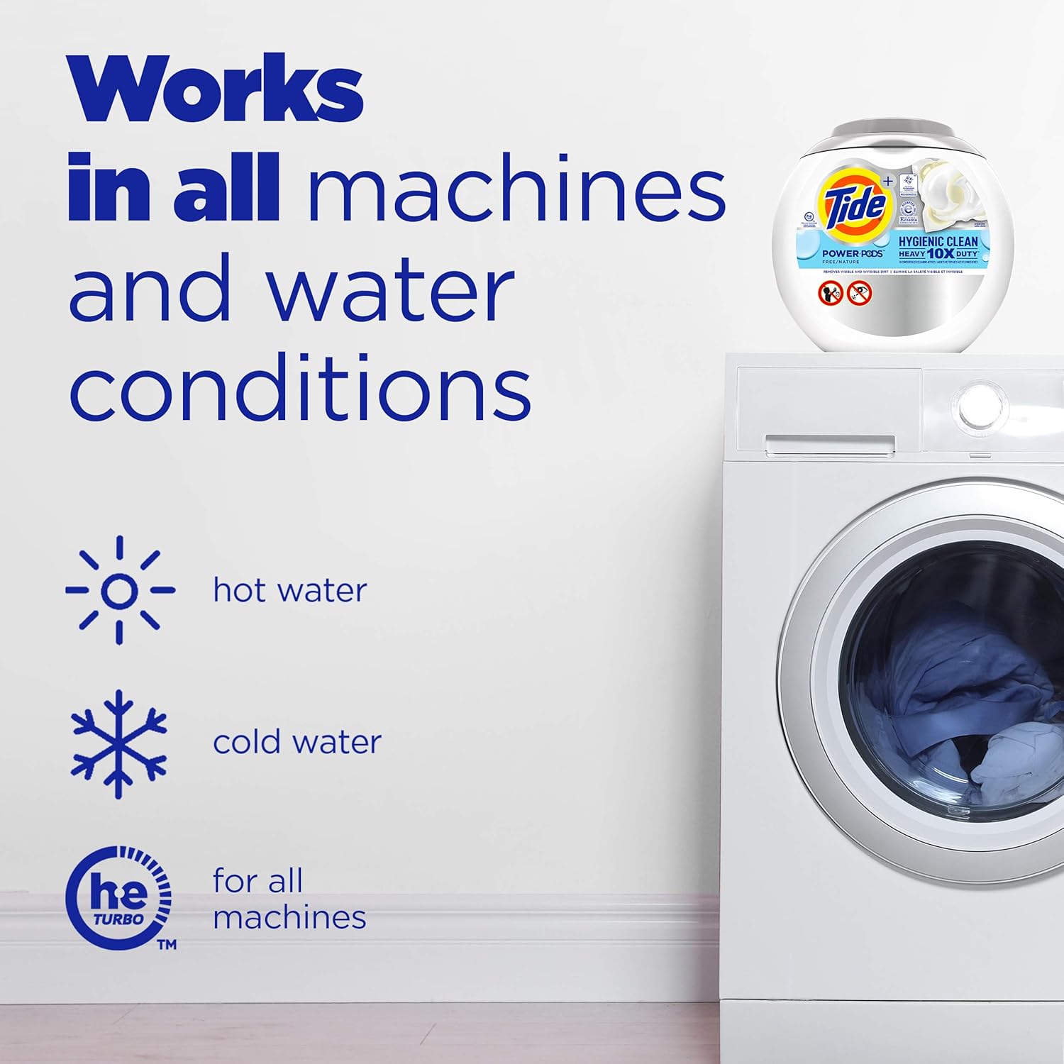 Tide Hygienic Clean Heavy 10x Duty Power PODS Laundry Detergent Pacs For Visible and Invisible Dirt, Spring Meadow Scent, 45 Count