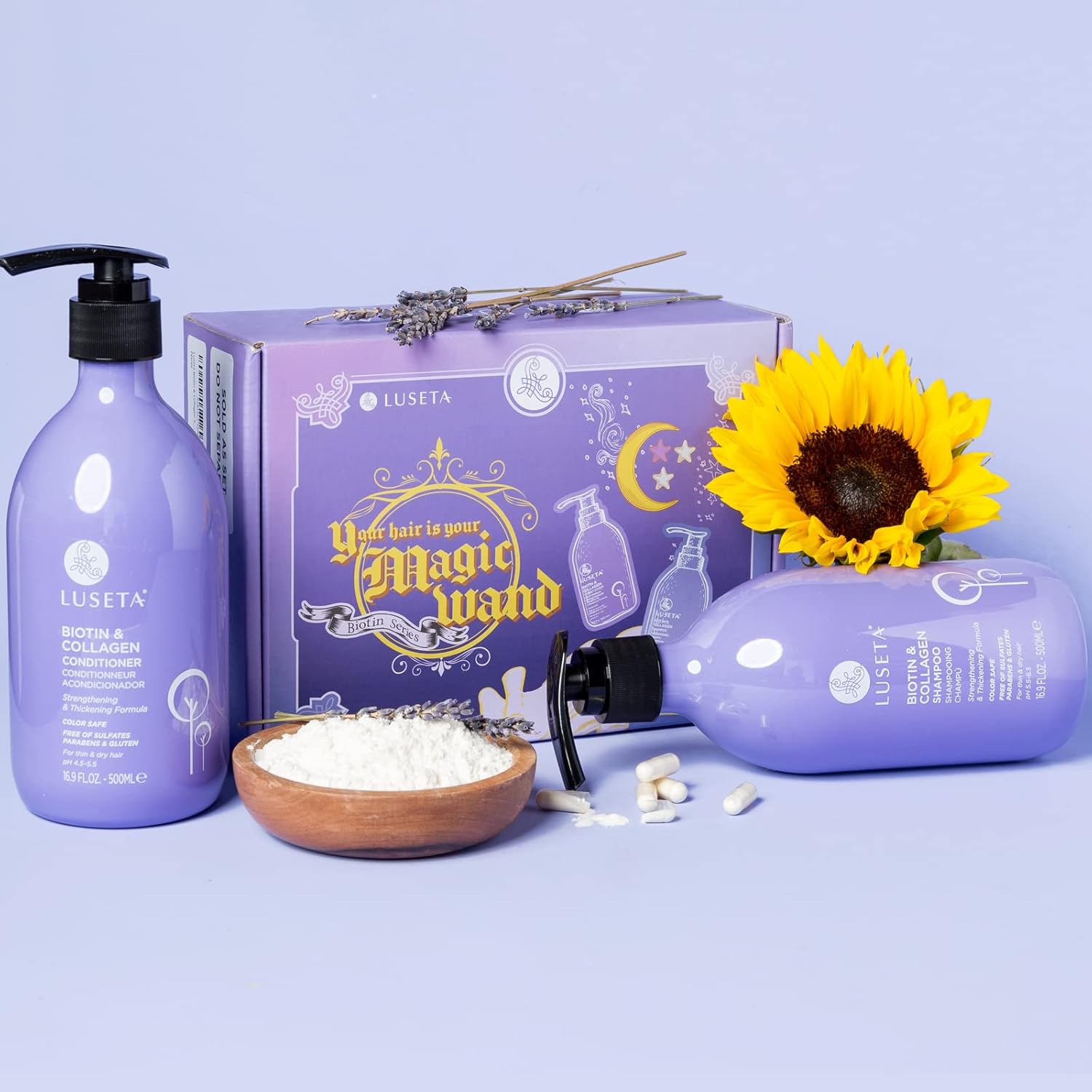 Luseta Biotin Shampoo and Conditioner for HairGrowth - Thickening Shampoo for Thinning Hair andHair Loss - Infused with Argan Oil to Repair DamagedDry Hair - Sulfate Free Paraben Free-2 x 16.9 fl oz