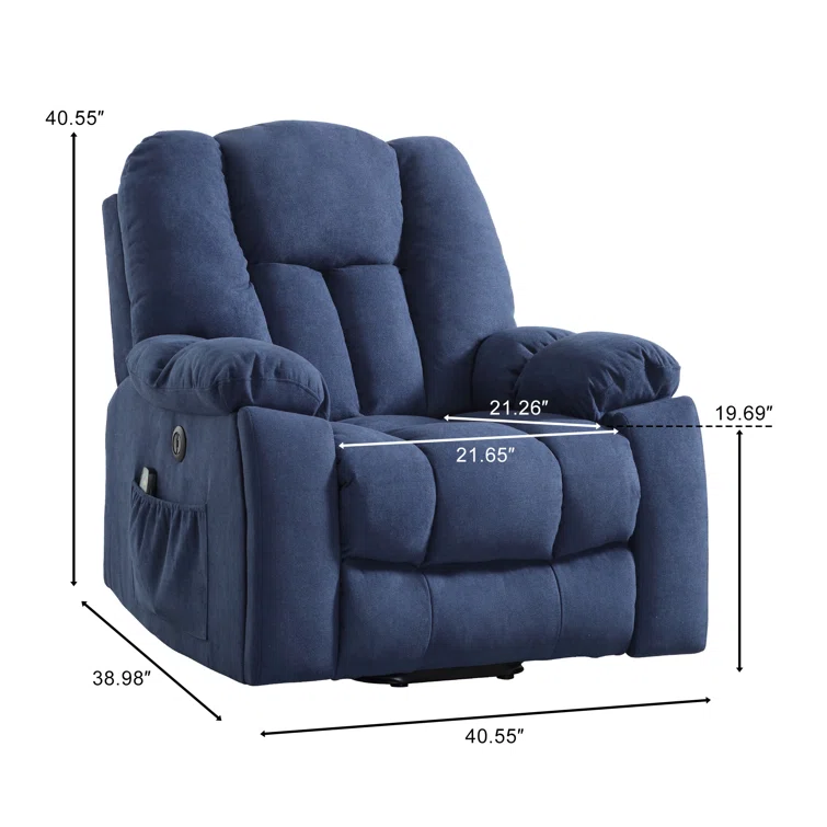 41'' Oversized Power Lift Chair - Heated Massage Electric Recliner with Super Soft Padding