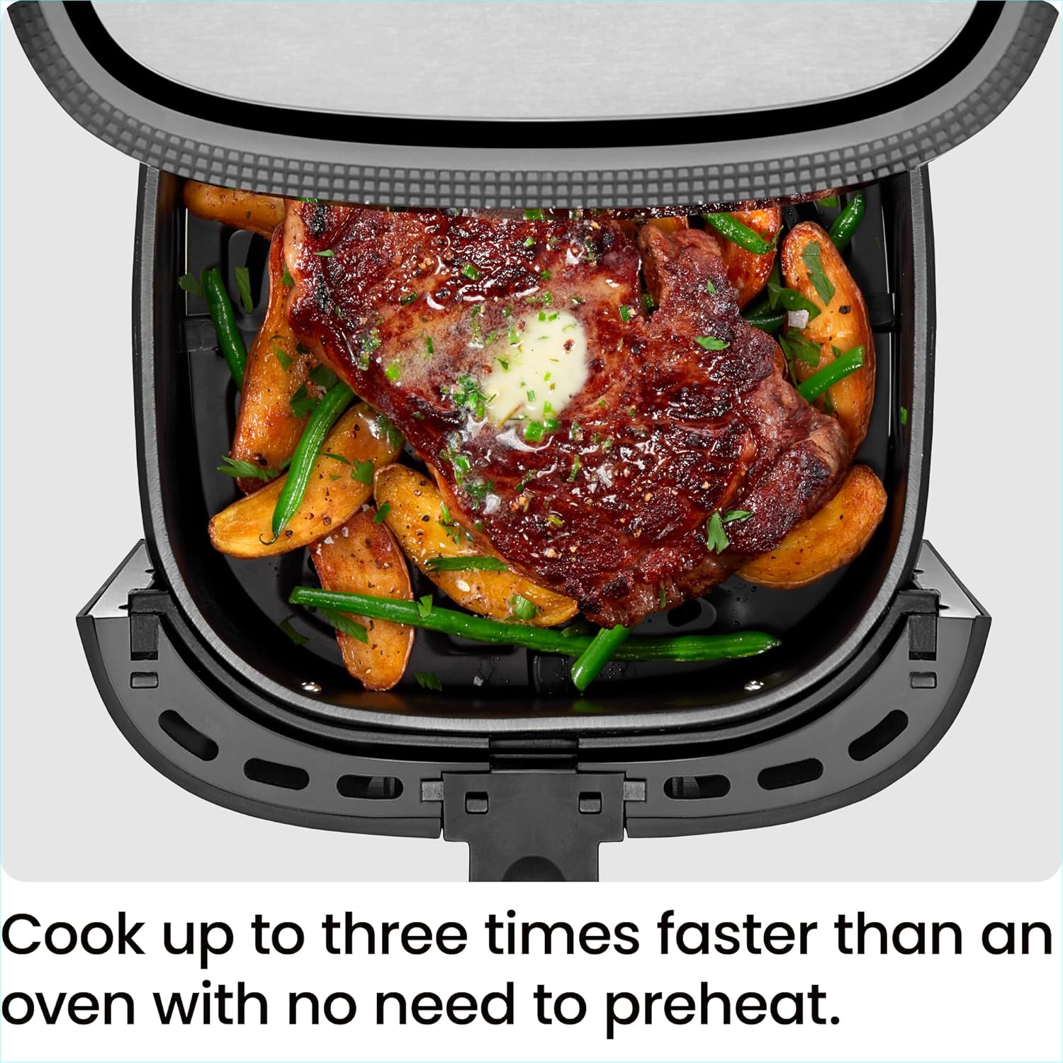 Chefman TurboFry® Touch Air Fryer, XL 8-Qt Family Size, One-Touch Digital Control Presets, French Fries, Chicken, Meat, Fish, Nonstick Dishwasher-Safe Parts, Automatic Shutoff, Stainless Steel