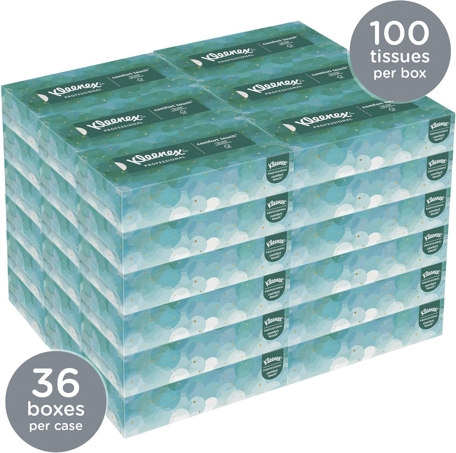 Kleenex® Professional Facial Tissues, Bulk (21271), 2-Ply, White, Upright Facial Tissue Cube Boxes for Business (90 Tissues/Box, 6 Bundles of 6 Boxes/Case, 36 Boxes/Case, 3,240 Tissues/Case)