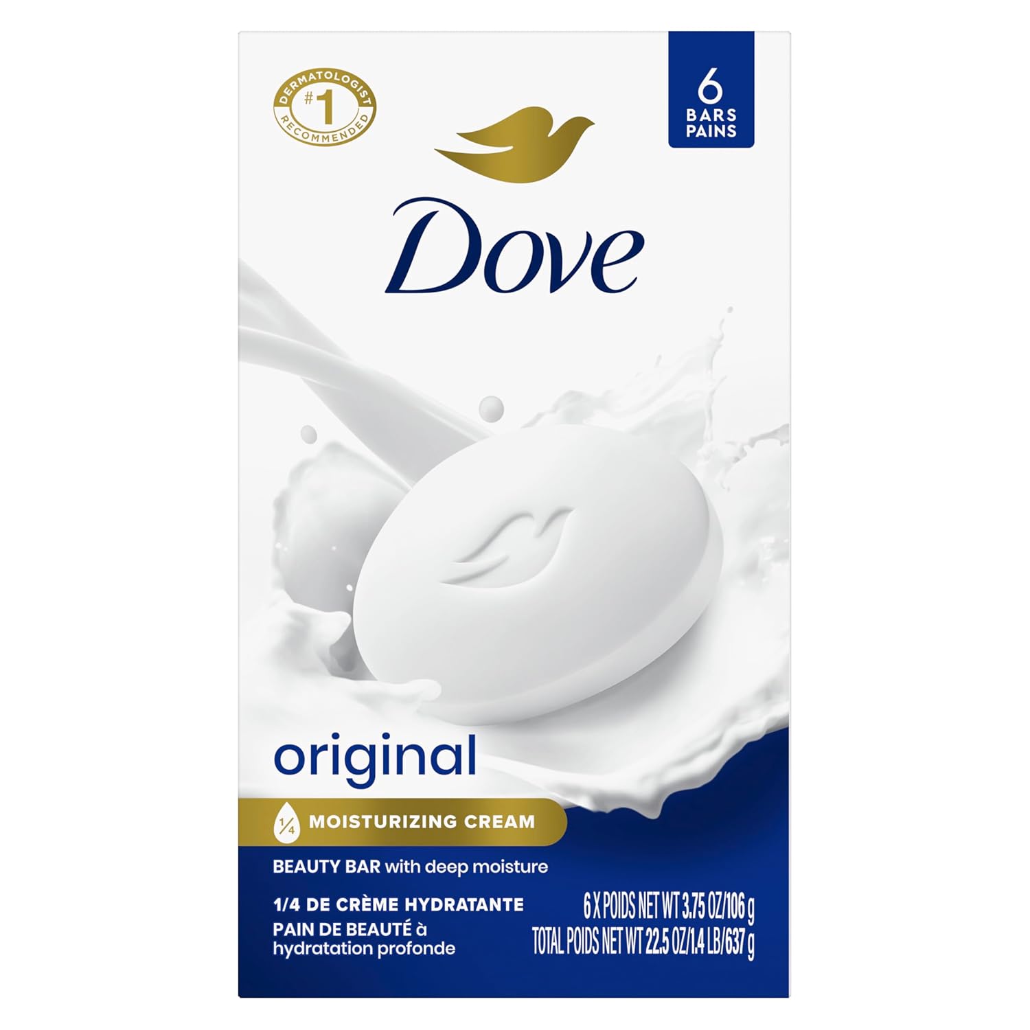 Dove Beauty Bar Gentle Skin Cleanser Moisturizing for Gentle Soft Skin Care Original Made With 1/4 Moisturizing Cream 3.75 oz, 14 Bars