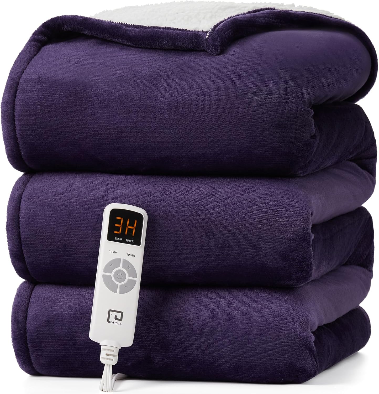 EHEYCIGA Heated Blanket Electric Blanket Throw - Heating Blanket with 9 Heating Levels & 10 Hours Auto Off, Soft Cozy Sherpa Washable Blanket with Fast Heating, 50 x 60 Inches