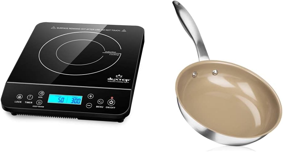 Duxtop Portable Induction Cooktop, Countertop Burner Induction Hot Plate with LCD Sensor Touch 1800 Watts, Silver 9600LS/BT-200DZ