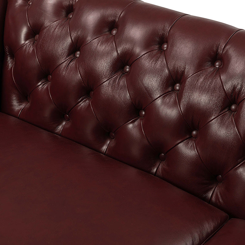 Patricio Tufted Genuine Leather Elegant Design Classic Chesterfield Sofa