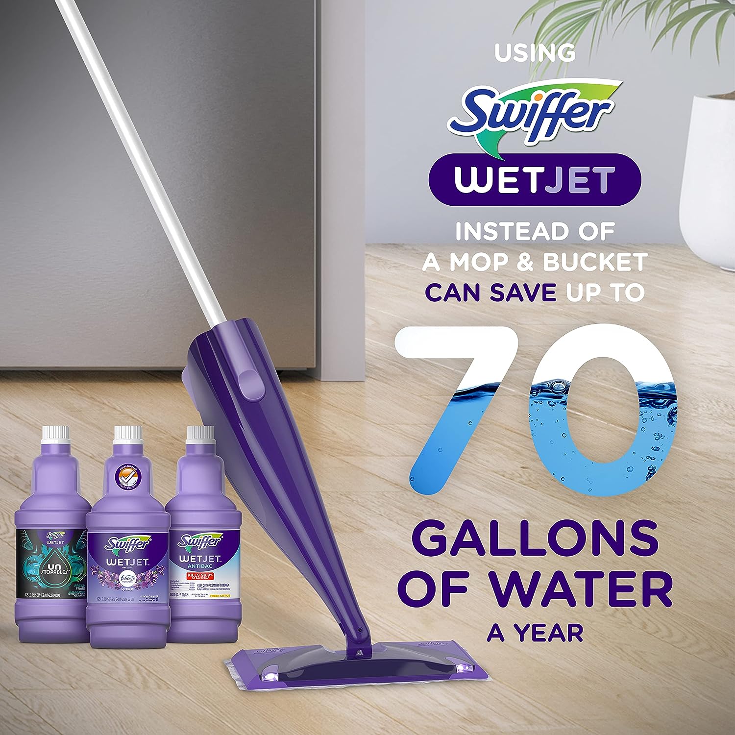 Swiffer WetJet Hardwood Floor Cleaner Spray Mop Pad Refill, Multi Surface, 24 Count