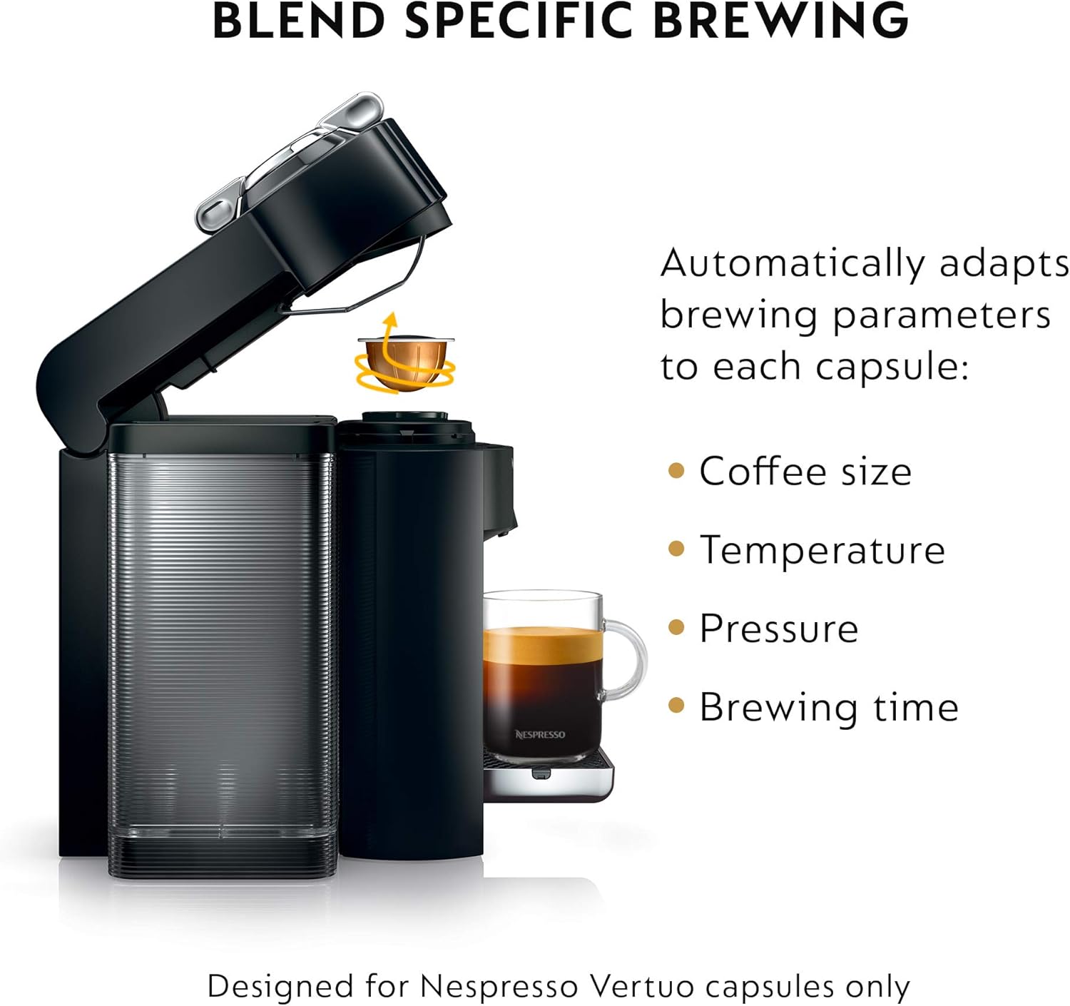 Nespresso Vertuo Coffee and Espresso Maker,1597 ml, by De'Longhi, Graphite Metal