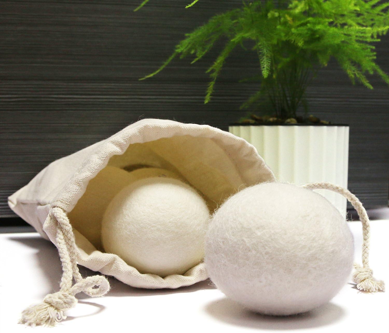 6 Pack All Natural Organic Wool Dryer Balls XL Size - Reusable Chemical Free Natural Fabric Softener, Anti Static, Reduces Clothing Wrinkles and Saves Drying Time
