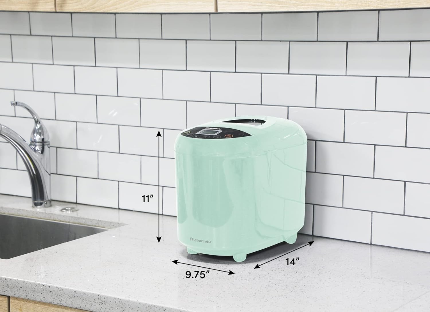 Elite Gourmet EBM8103B Programmable Bread Maker Machine 3 Loaf Sizes, 19 Menu Functions Gluten Free White Wheat Rye French and more, 2 Lbs, Black