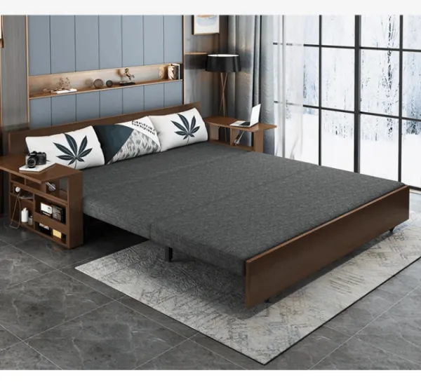 Foldable Multifunctional Wood Sofa Bed With Storage