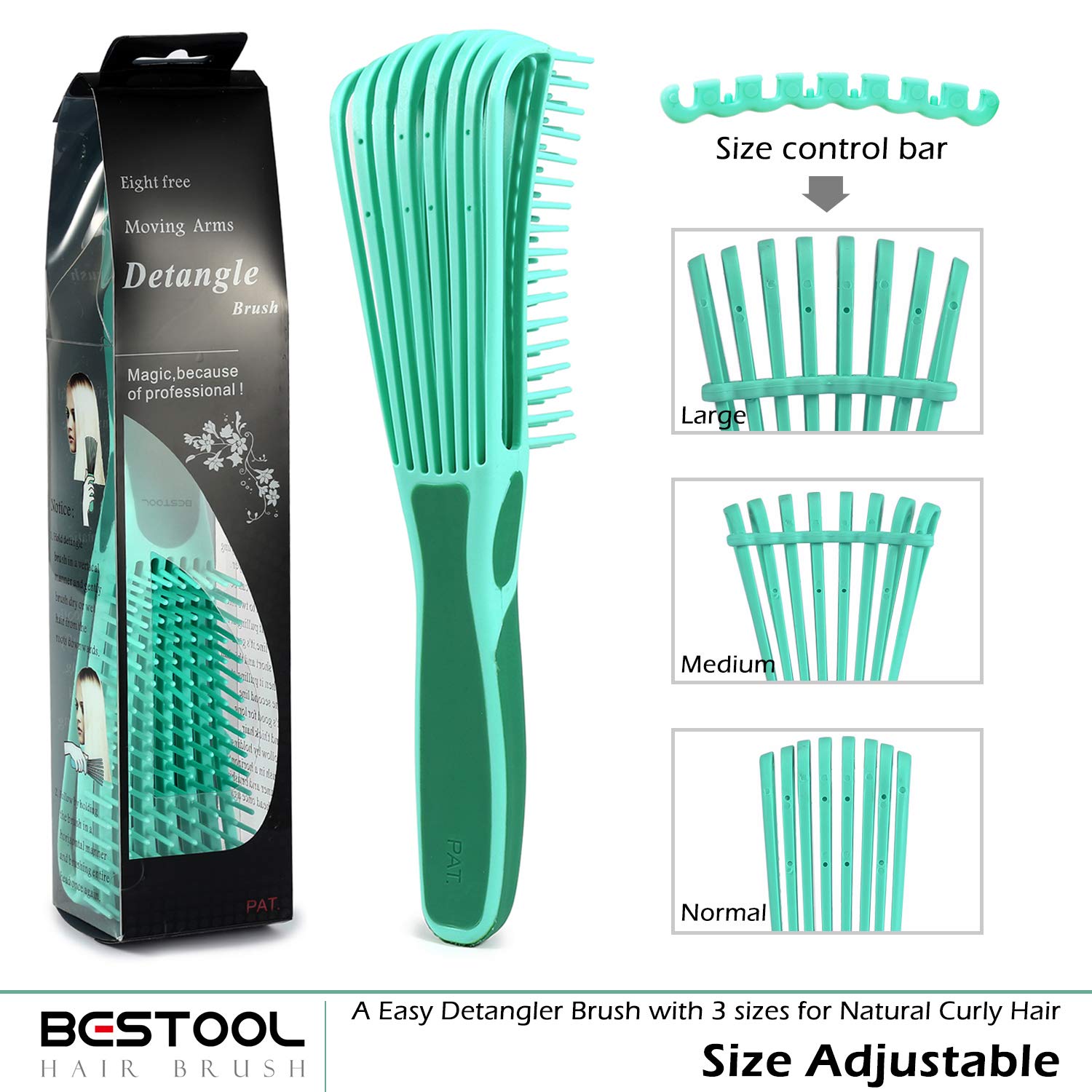 BESTOOL Hair Brush, Detangling Brush for Natural Black and Curly Hair (Pink, Afro 3/4abc), Ideal for Wet or Dry Hair
