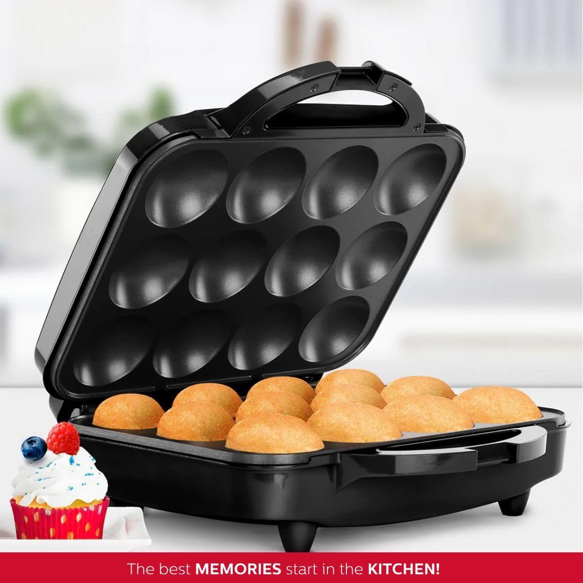 Holstein Housewares Non-Stick Cupcake Maker, Teal - Makes 6 Cupcakes, Muffins, Cinnamon Buns - Birthdays, Holidays, and More