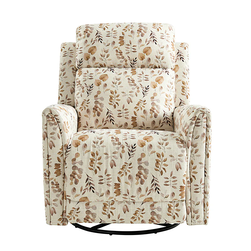 Alois Large Floral Swivel And Rocker Power Recliner With Adjustable Headrest