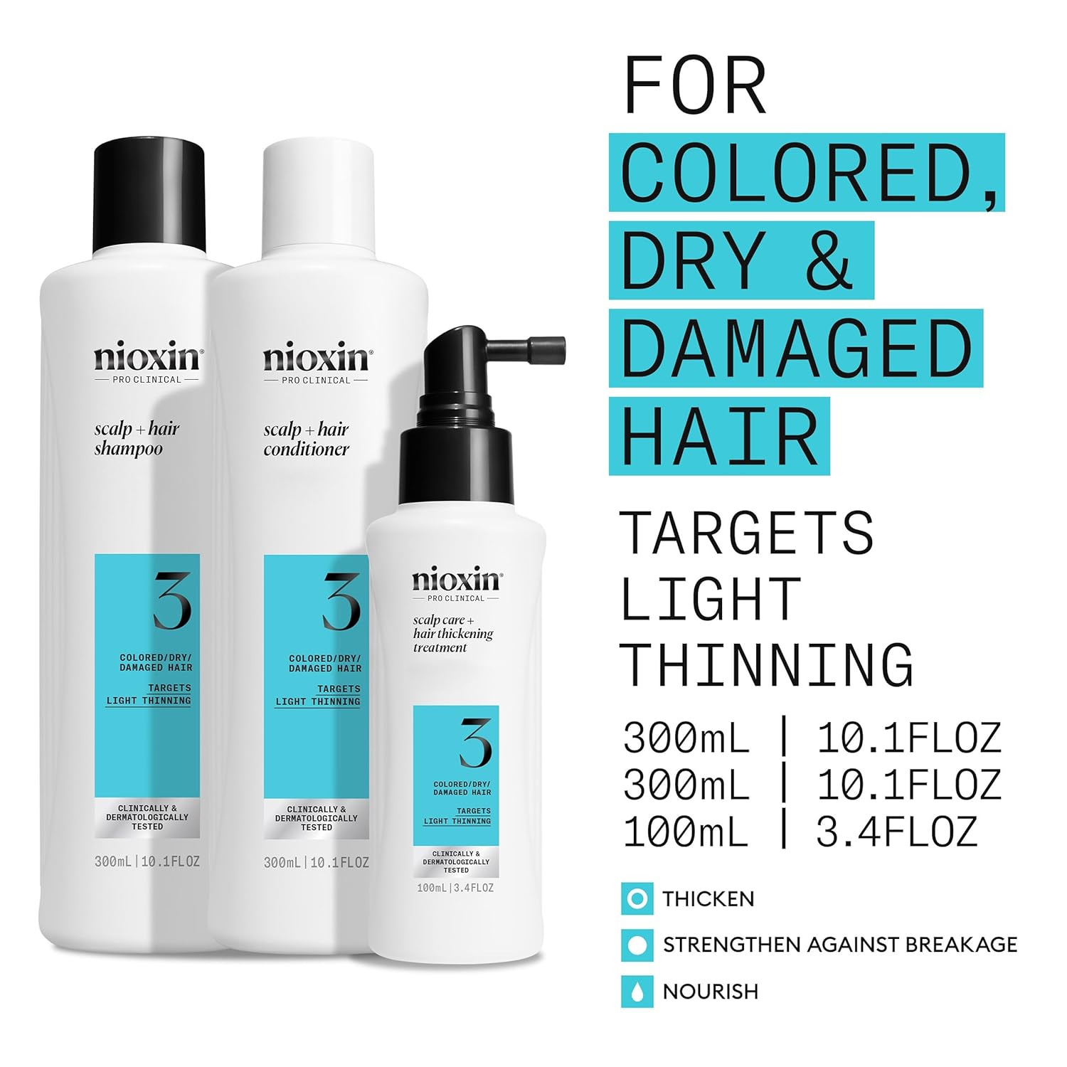 Nioxin Scalp + Hair Thickening System 2 - Hair Thickening System for Natural Hair with Progressed Thinning, Full Size (Packaging May Vary)