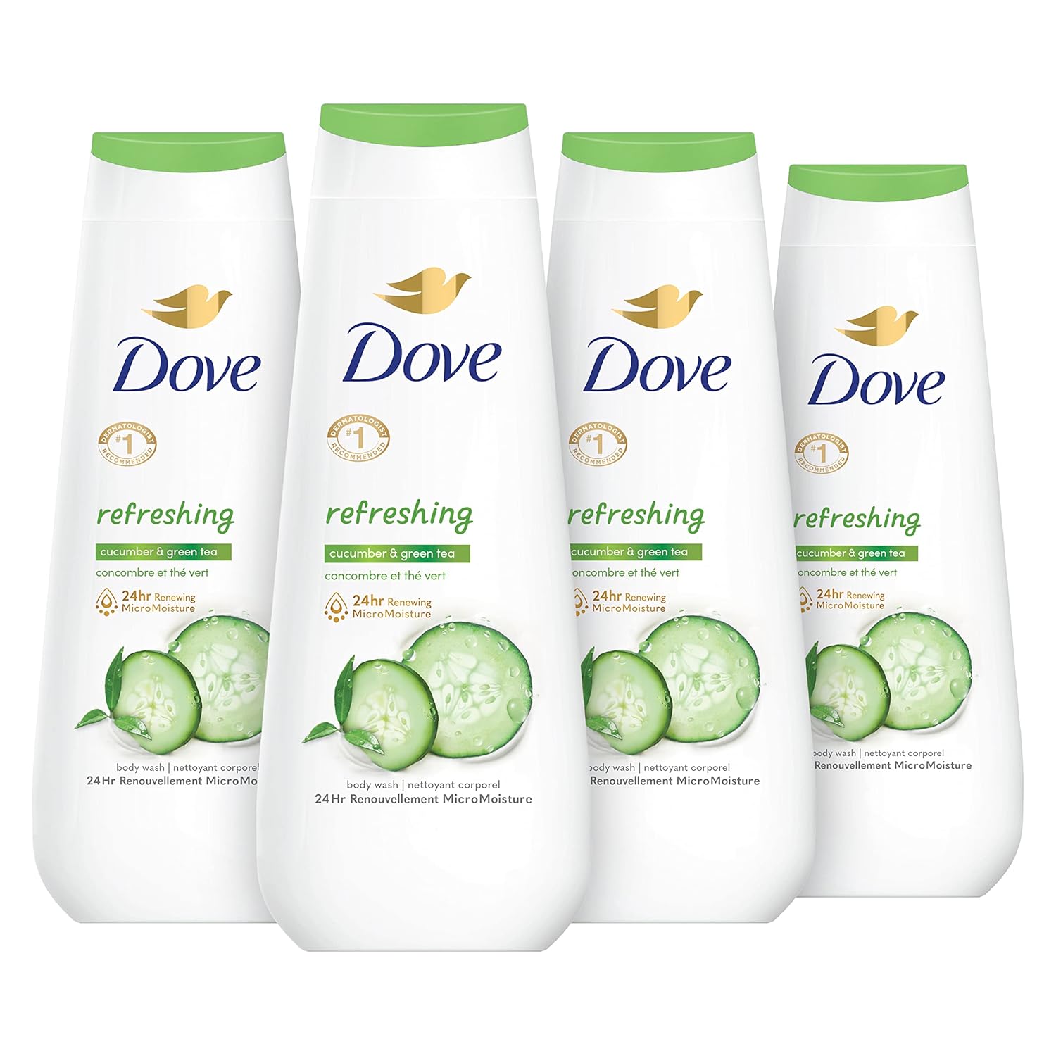 Dove Body Wash with Pump Refreshing Cucumber and Green Tea 3 Count Refreshes Skin Cleanser That Effectively Washes Away Bacteria While Nourishing Your Skin 30.6 oz