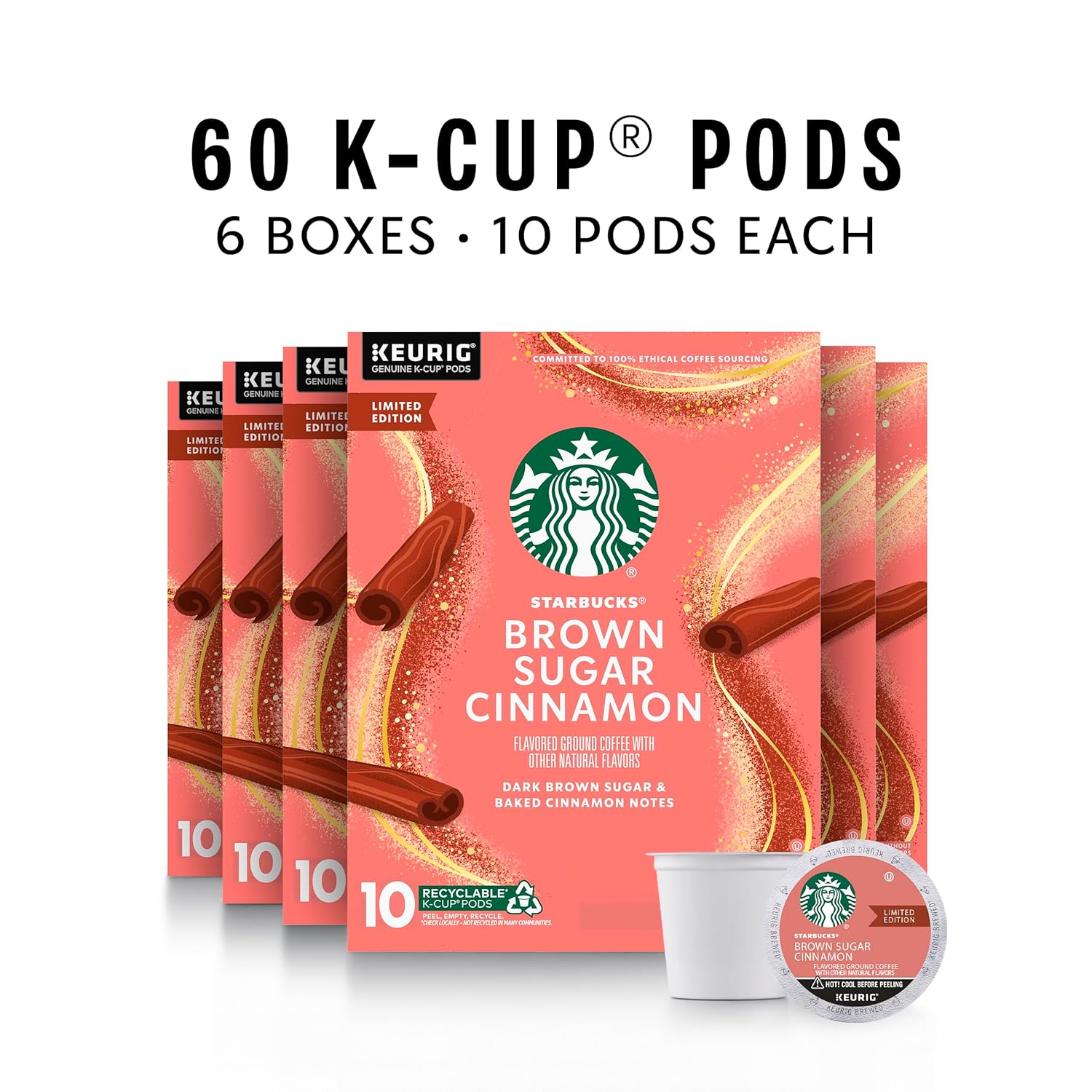 Starbucks K-Cup Coffee Pods, Starbucks Blonde Roast Coffee, Veranda Blend for Keurig Brewers, 100% Arabica, 6 boxes (60 pods total)