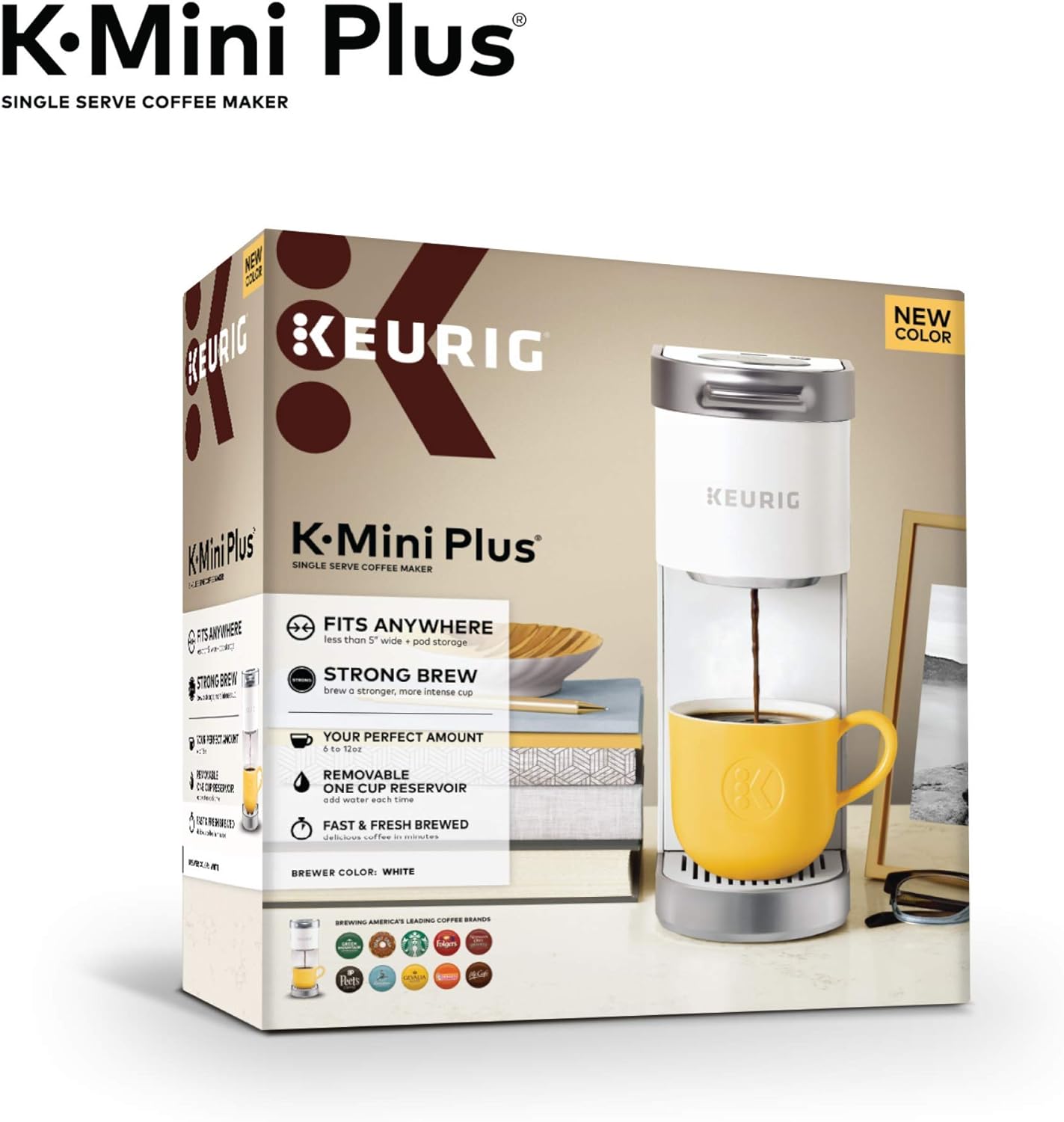 Keurig K-Mini Plus Single Serve K-Cup Pod Coffee Maker, with 6 to 12oz Brew Size, Stores up to 9 K-Cup Pods, Travel Mug Friendly, Matte Black