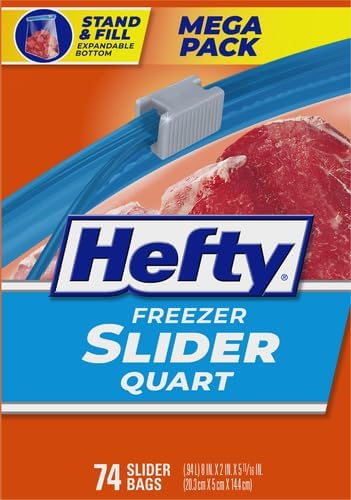 Hefty Slider Freezer Storage Bags, Gallon Size, 56 Count