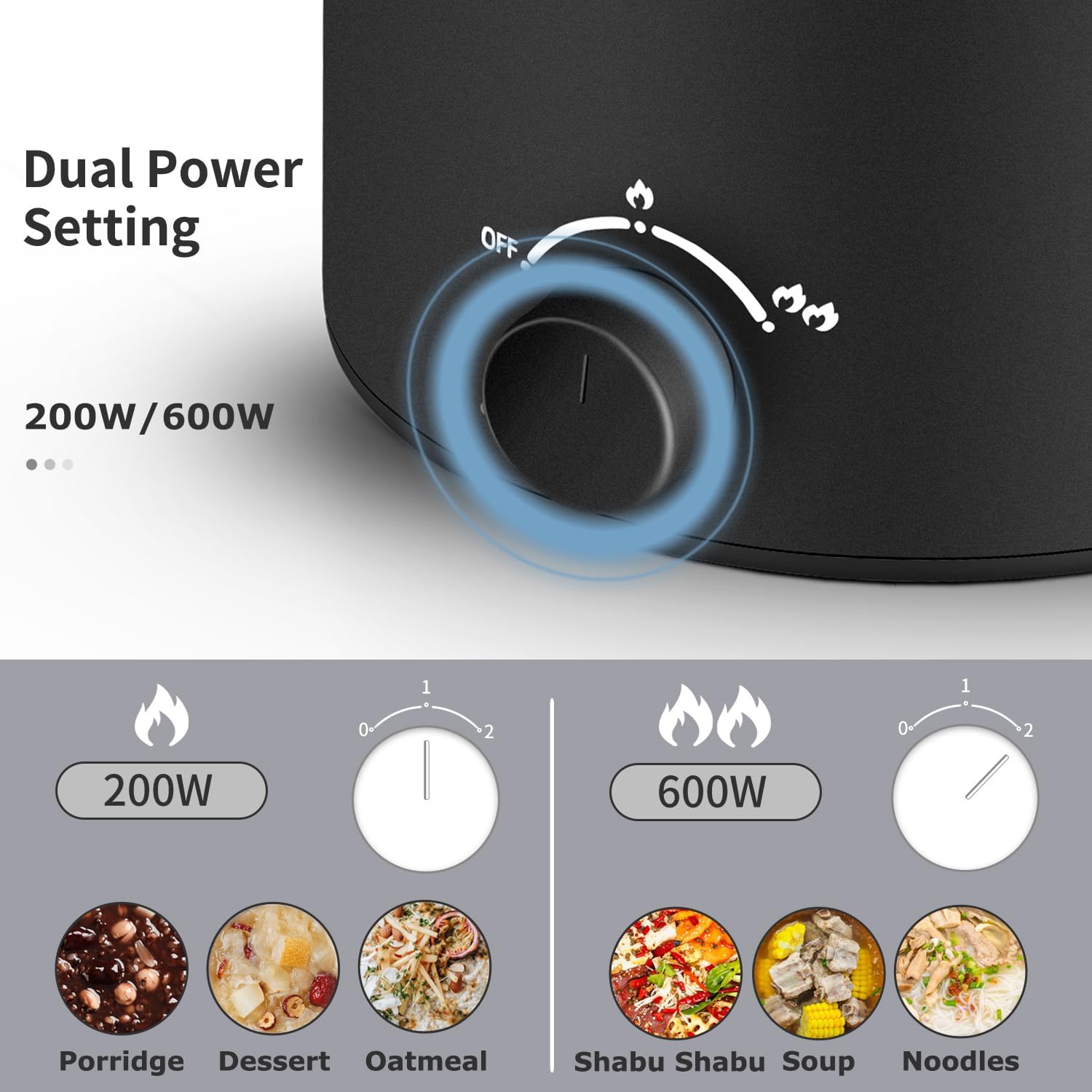 Topwit Hot Pot Electric, Electric Pot, 1.6L Ramen Cooker, Multifunctional Electric Cooker for Pasta, Shabu-Shabu, Oatmeal, Soup and Egg with Over-Heating Protection, Boil Dry Protection, Blue