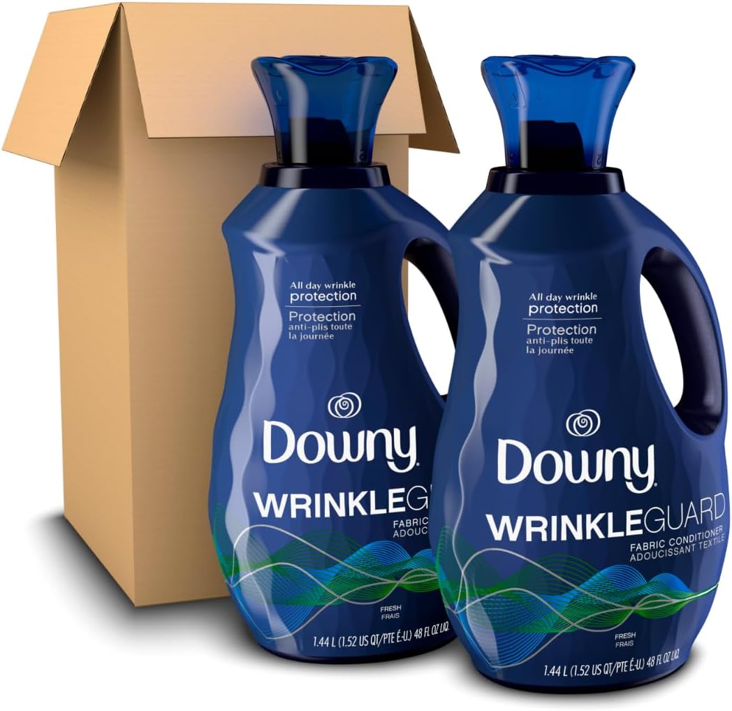 Downy WrinkleGuard Liquid Fabric Softener and Conditioner, Fresh, 48 fl oz 48 Loads, Pack of 2