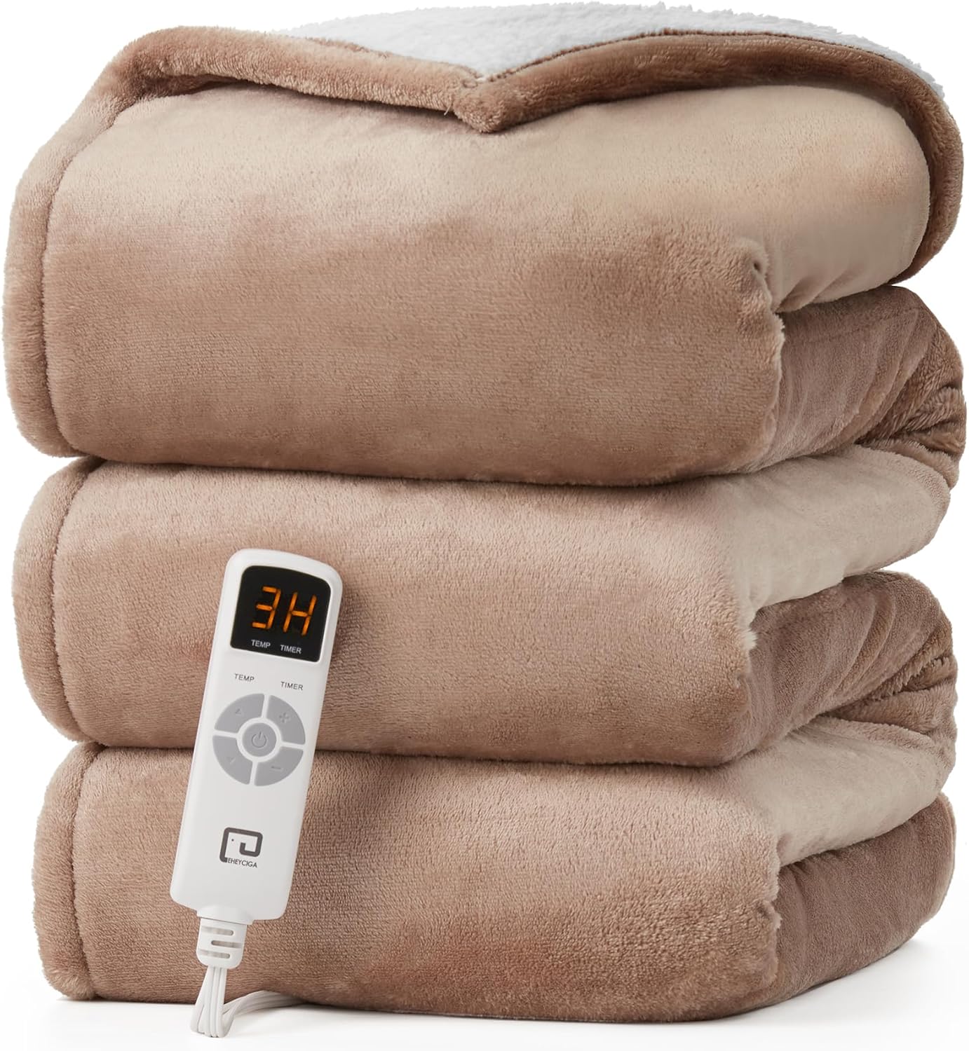 EHEYCIGA Heated Blanket Electric Blanket Throw - Heating Blanket with 9 Heating Levels & 10 Hours Auto Off, Soft Cozy Sherpa Washable Blanket with Fast Heating, 50 x 60 Inches