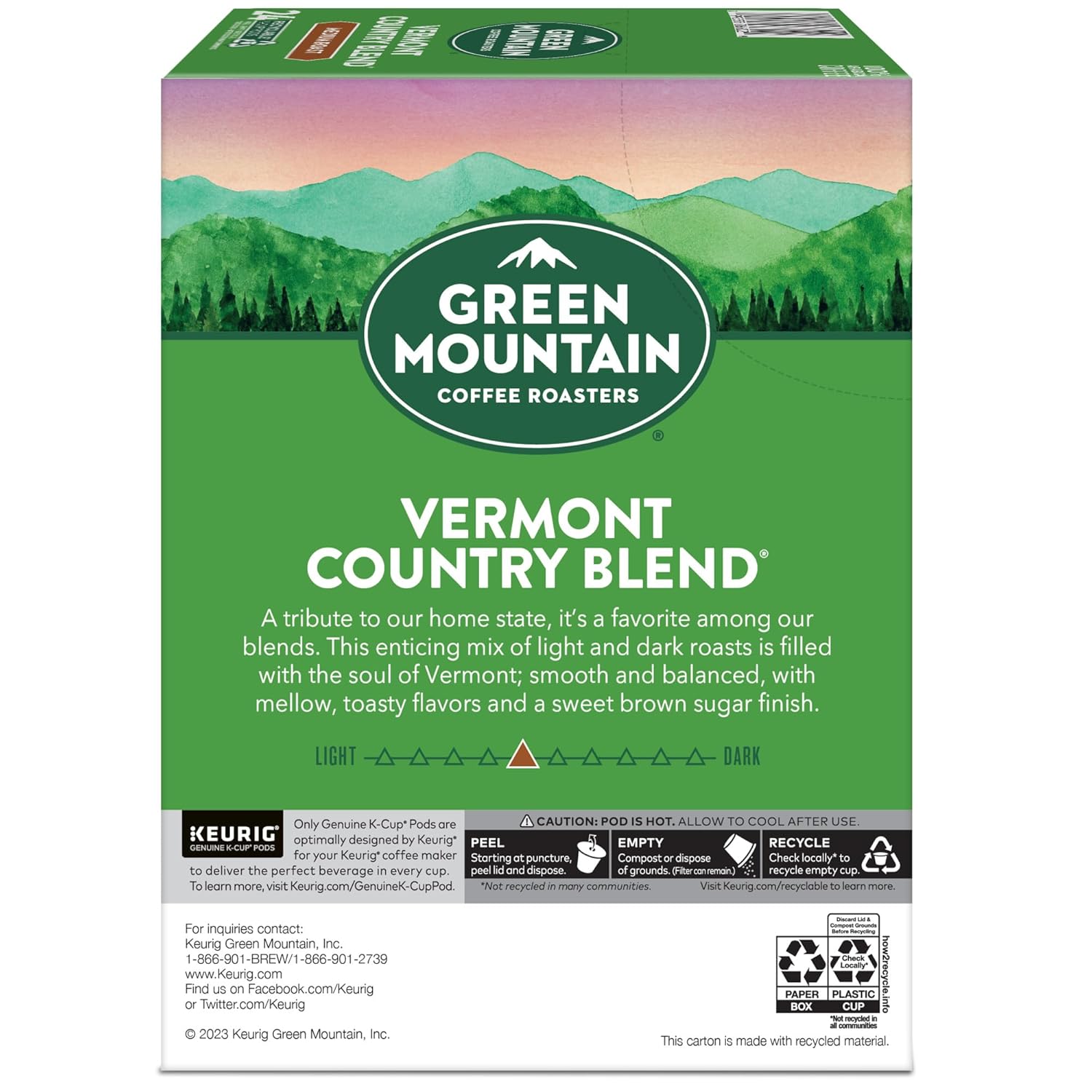 Green Mountain Coffee Roasters Half Caff Keurig Single-Serve K-Cup pods, Medium Roast Coffee, 72 Count (6 Packs of 12)