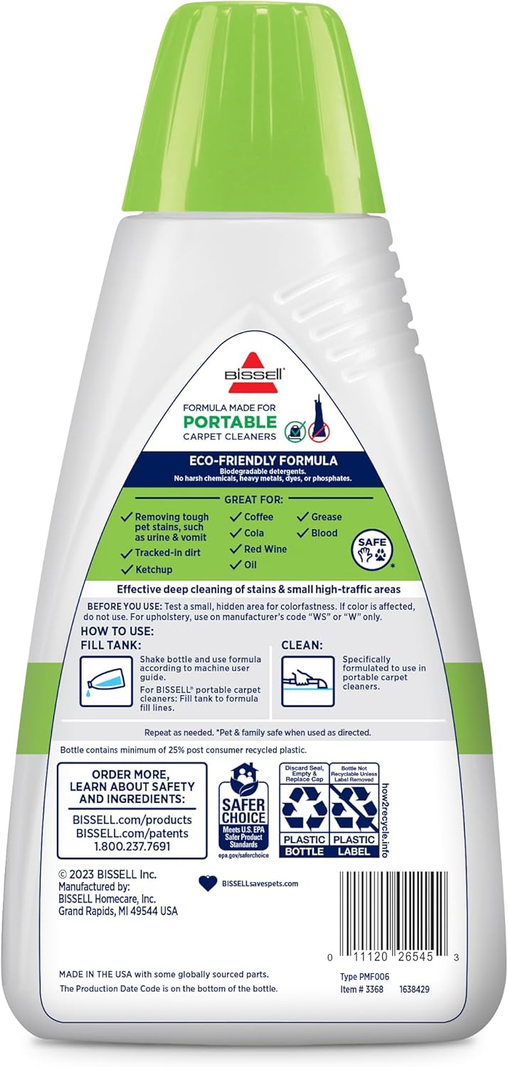Bissell® PET PRO OXY Spot & Stain Formula for Portable Carpet Cleaners, 32 oz., 2034