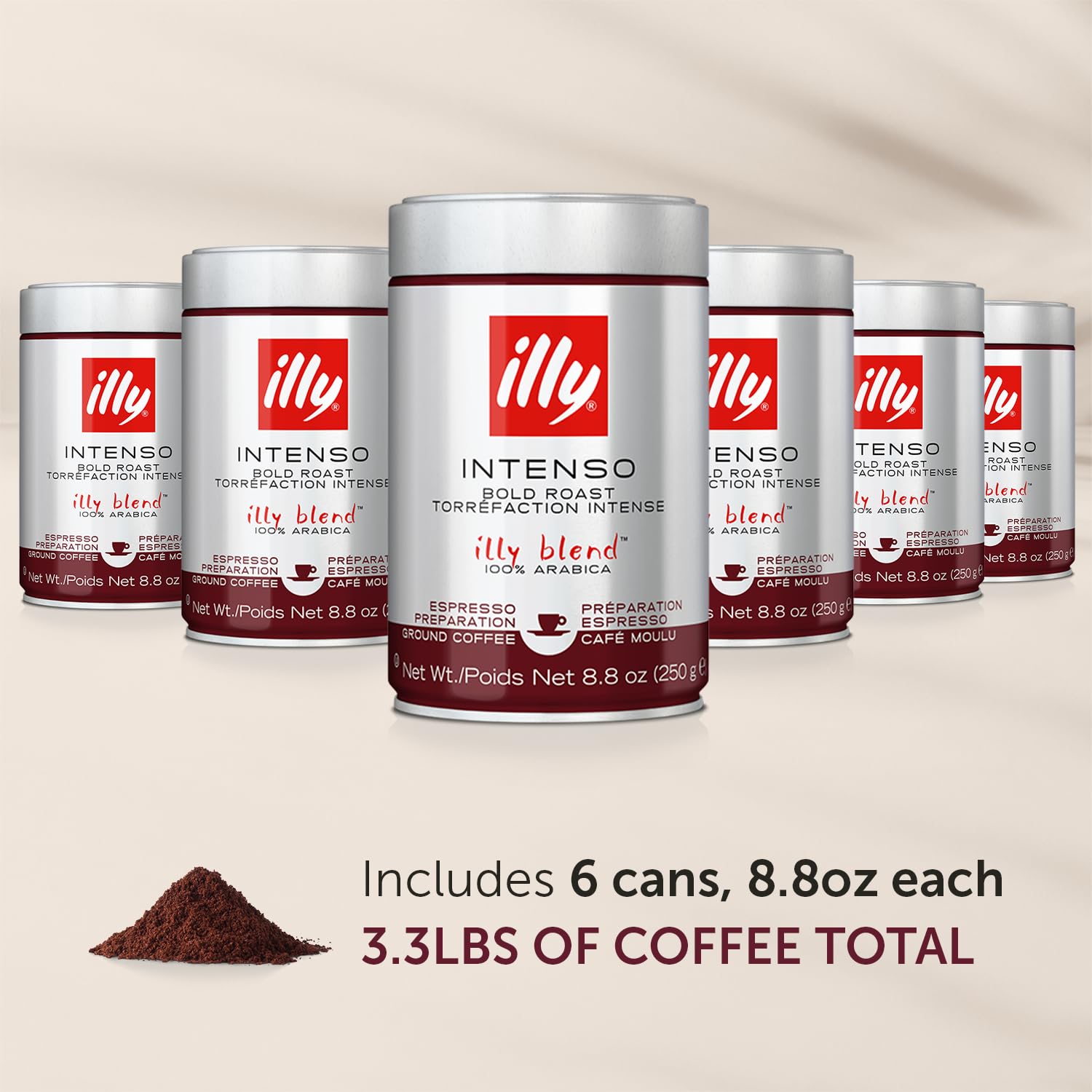 illy Classico Espresso Ground Coffee, Medium Roast, Classic Roast with Notes of Chocolate & Caramel, 100% Arabica Coffee, All-Natural, No Preservatives, 8.8 oz, Ground for Espresso Machines