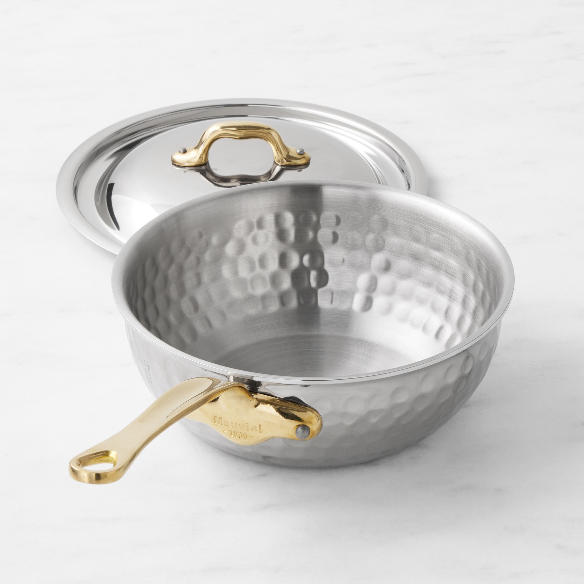 Mauviel M'Elite B Hammered Stainless-Steel Saucier, 2-Qt.