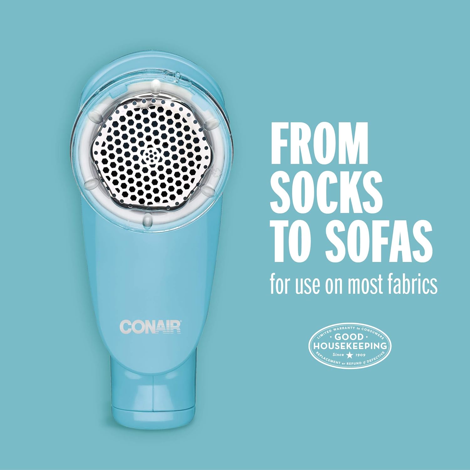 Conair Fabric Shaver and Lint Remover, Battery Operated Portable Fabric Shaver, White