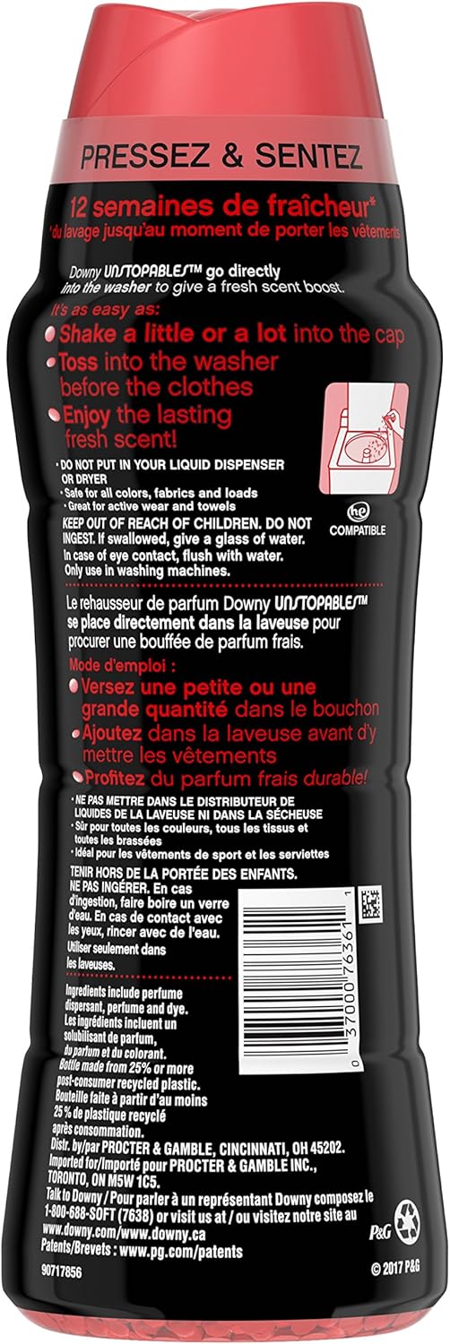 Downy Unstopables In Wash Scent Booster Beads, Fresh Scent, 24 oz, Downy Scent Booster Beads, Unstoppable Laundry Beads, Odor Protection