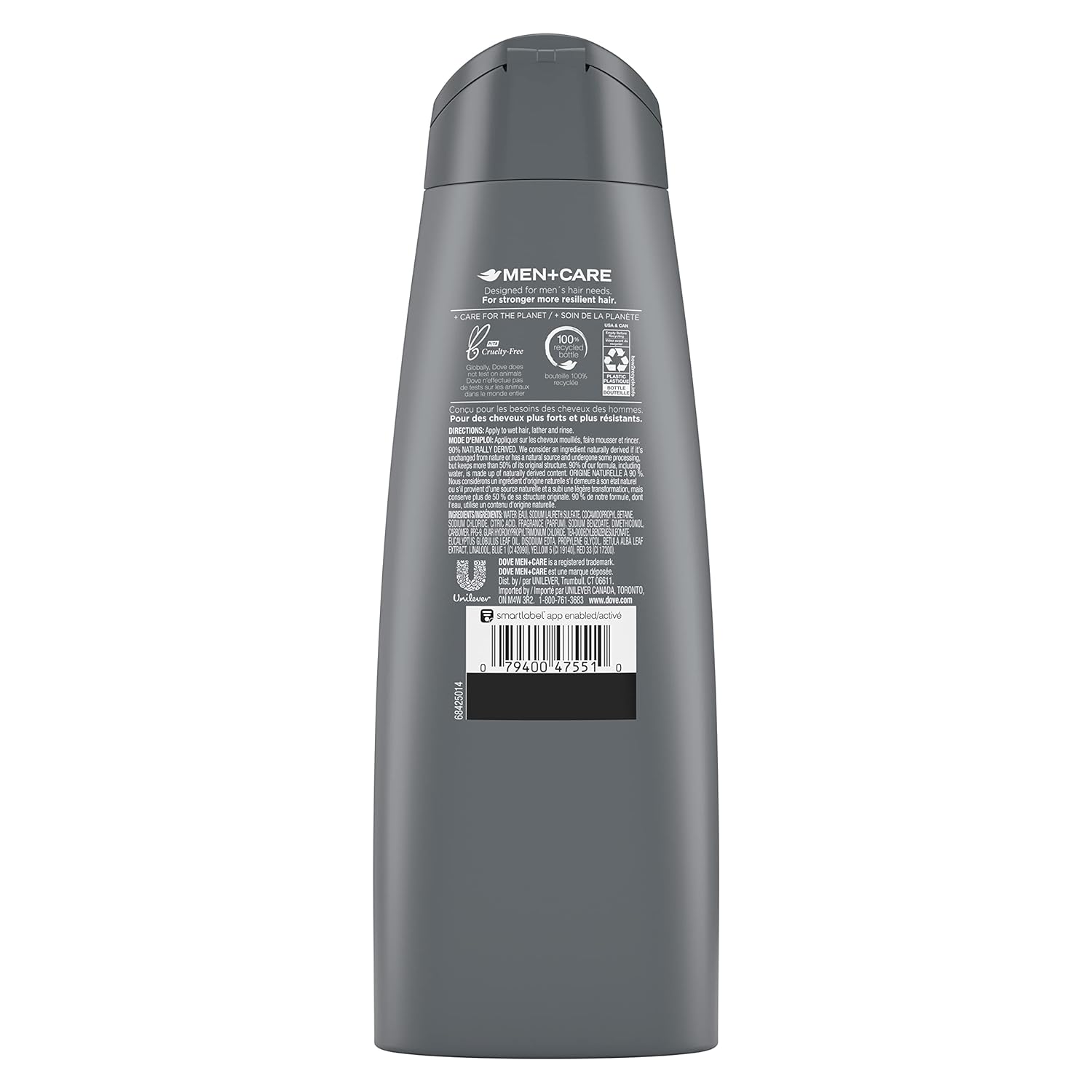 DOVE MEN + CARE 2 in 1 Shampoo & Conditioner Eucalyptus & Birch 4 Count For Healthy-Looking Hair Naturally Derived Plant Based Cleansers 12 oz