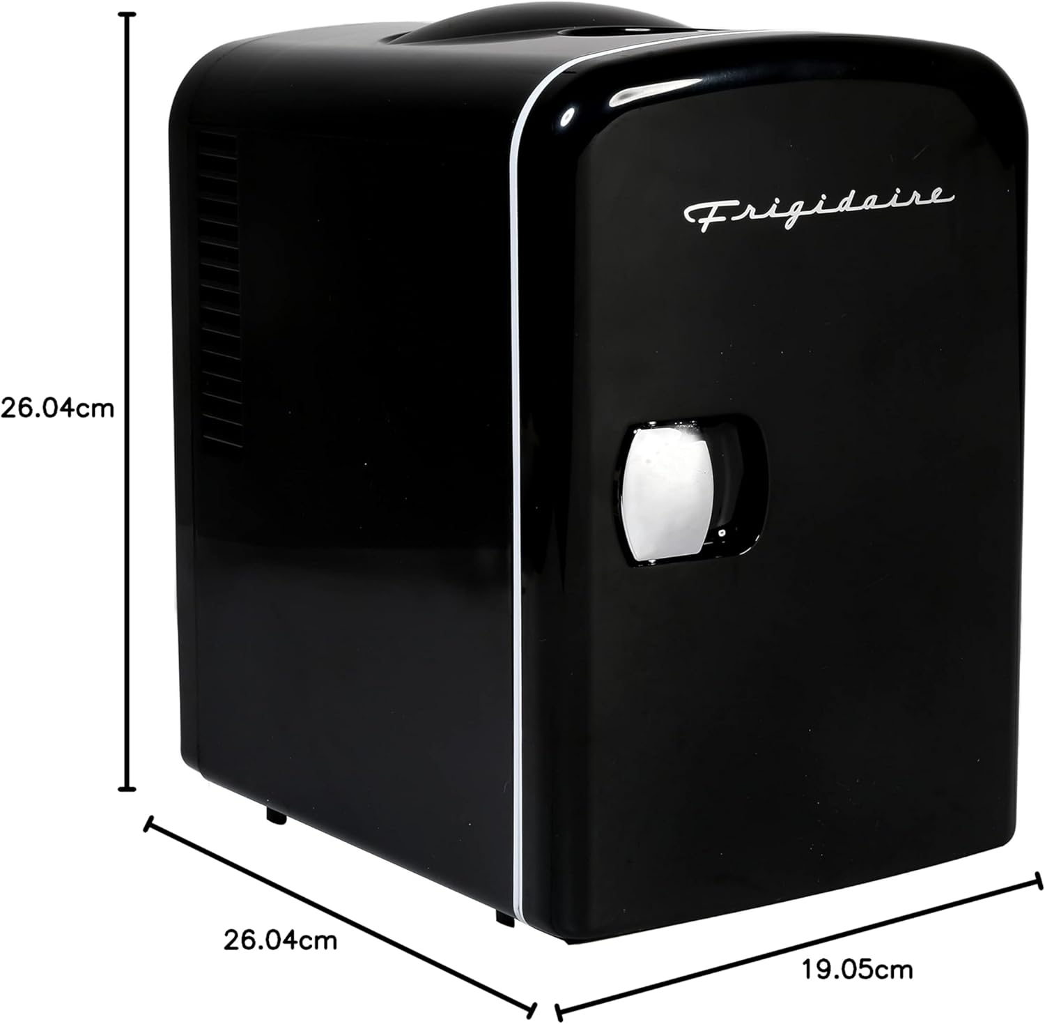 Frigidaire Mini Portable Compact Personal Fridge Cooler, 4 Liter Capacity Chills Six 12 oz Cans, 100% Freon-Free & Eco Friendly, Includes Plugs for Home Outlet & 12V Car Charger – Black