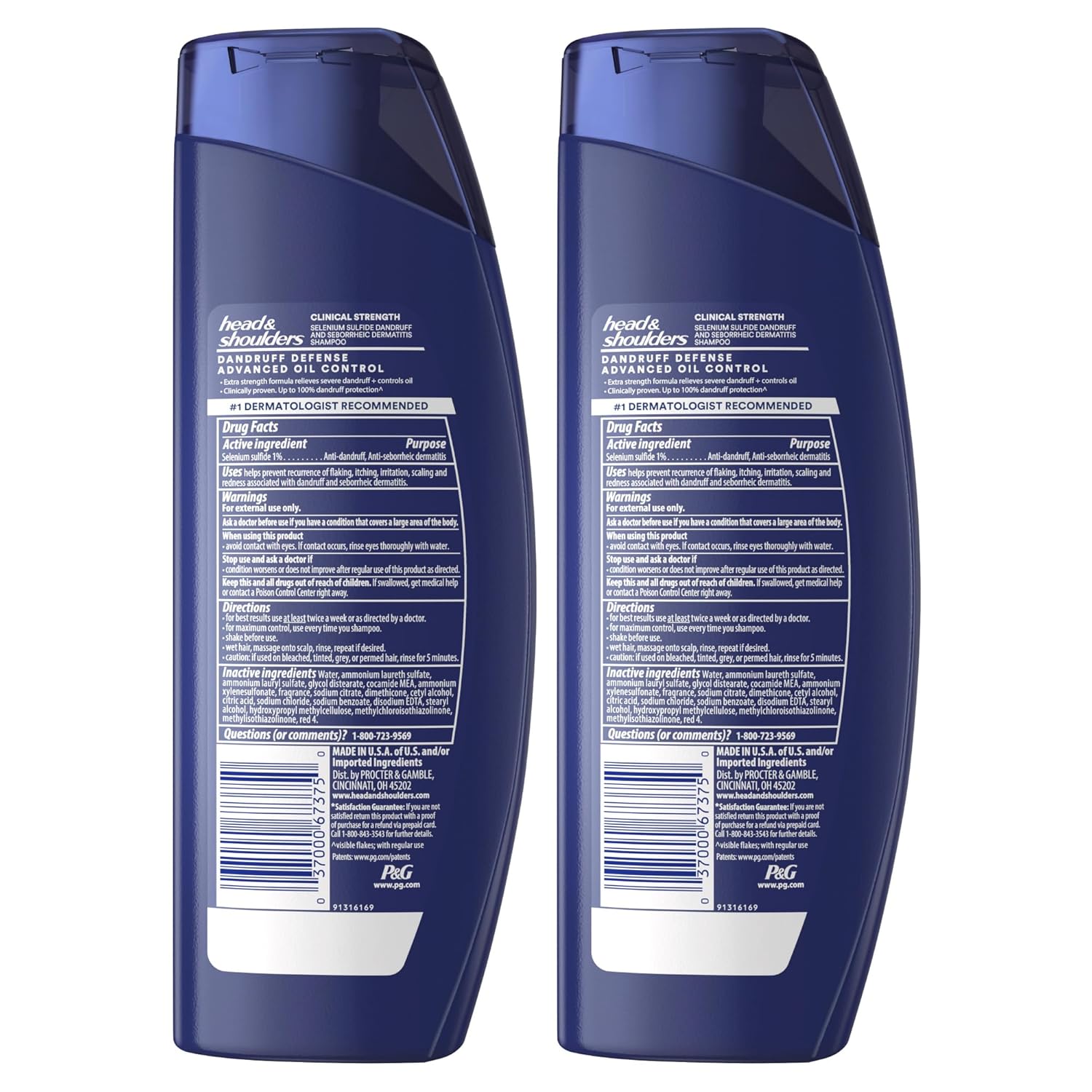 Head & Shoulders Clinical Dandruff Shampoo Twin Pack, Advanced Oil & Flake Control, Selenium Sulfide for Seborrheic Dermatitis Relief, Prescription Strength Scalp Care, Refreshing Citrus, 13.5 Oz Each