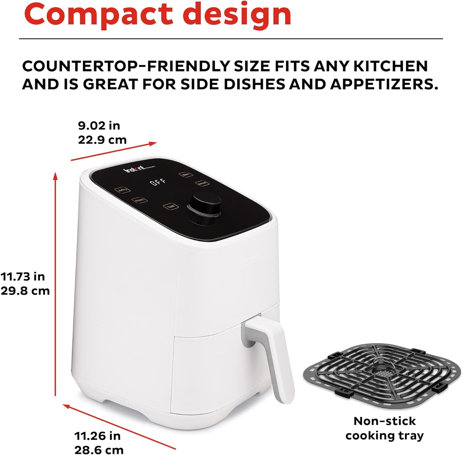 Instant Vortex 2QT Mini Air Fryer, Small Air fryer that Crisps, Reheats, Bakes, Roasts for Quick Easy Meals, Includes over 100 In-App Recipes, is Dishwasher-Safe, from the Makers of Instant Pot, Black