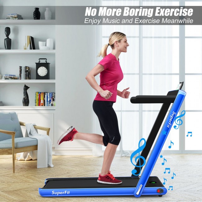 2 in 1 Folding Treadmill with Bluetooth Speaker Remote Control