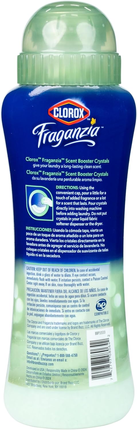 Clorox Fraganzia In-Wash Scent Booster Crystals in Ocean Scent, 18 Oz Twin Pack | Laundry Scent Booster Crystals | In-wash Scent Booster for Fresh Laundry in Ocean Scent 18 Ounce Twin Pack, 36oz