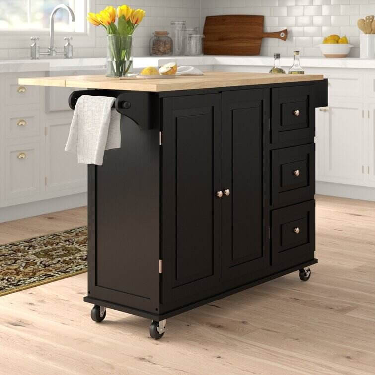 Wayfair® Hardy Solid Wood Kitchen Cart