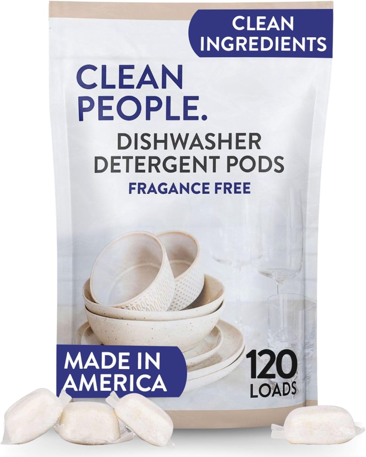 The Clean People Dishwasher Pods - Cuts Grease & Rinses Sparkling Clean - Residue-Free - Phosphate Free Dishwashing Pods - Lemon, 60 Pack