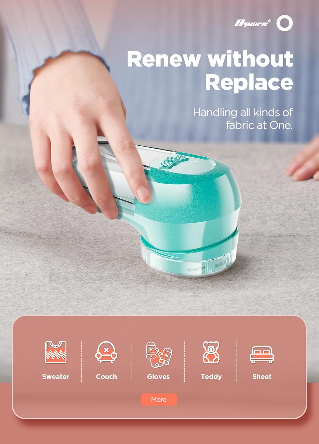 Bymore Fabric Shaver, Lint Remover, Lint Shaver Defuzzer Sweater Shaver for Clothes and Furniture AC Adapter or Battery Operated Pill Fuzz Remover