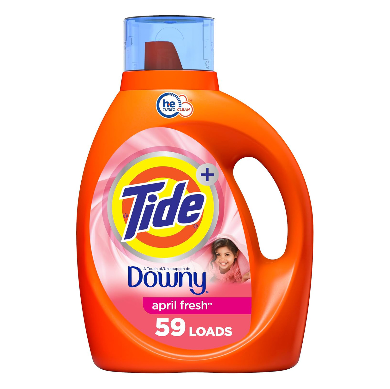 Tide plus Downy Liquid Laundry Detergent Soap, April Fresh Scent, HE Compatible, 94 Loads, 132 fl oz