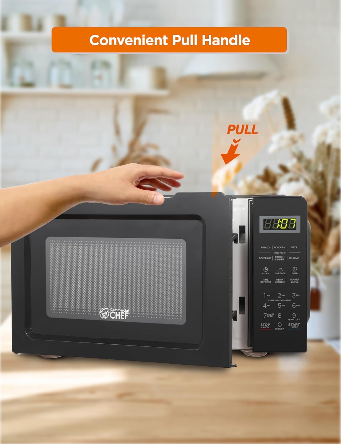 COMMERCIAL CHEF 0.6 Cubic Foot Microwave with 6 Power Levels, Small Microwave with Grip Handle, 700W Countertop Microwave with 30 Minute Timer and Mechanical Dial Controls, White