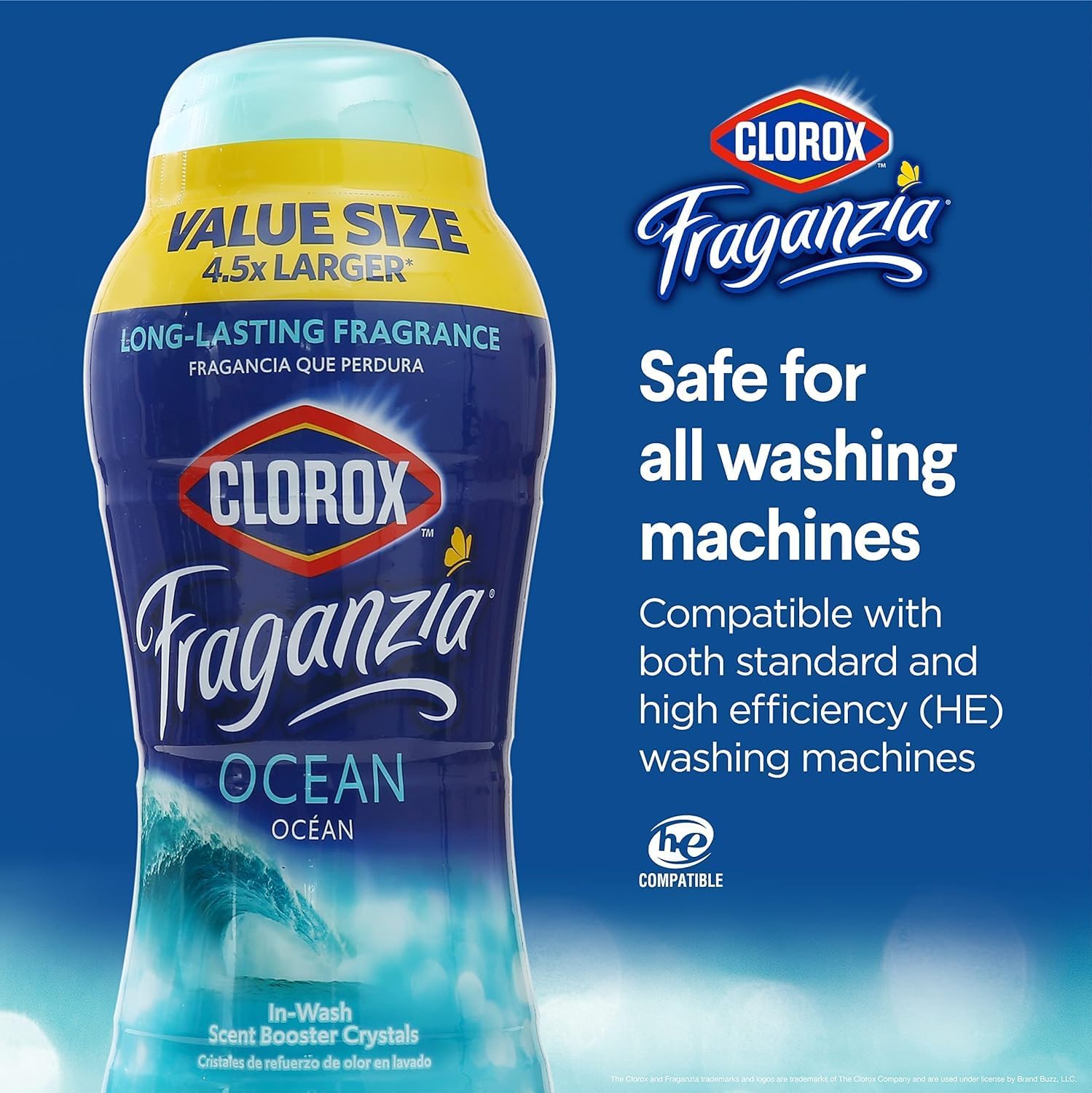Clorox Fraganzia In-Wash Scent Booster Crystals in Ocean Scent, 18 Oz Twin Pack | Laundry Scent Booster Crystals | In-wash Scent Booster for Fresh Laundry in Ocean Scent 18 Ounce Twin Pack, 36oz