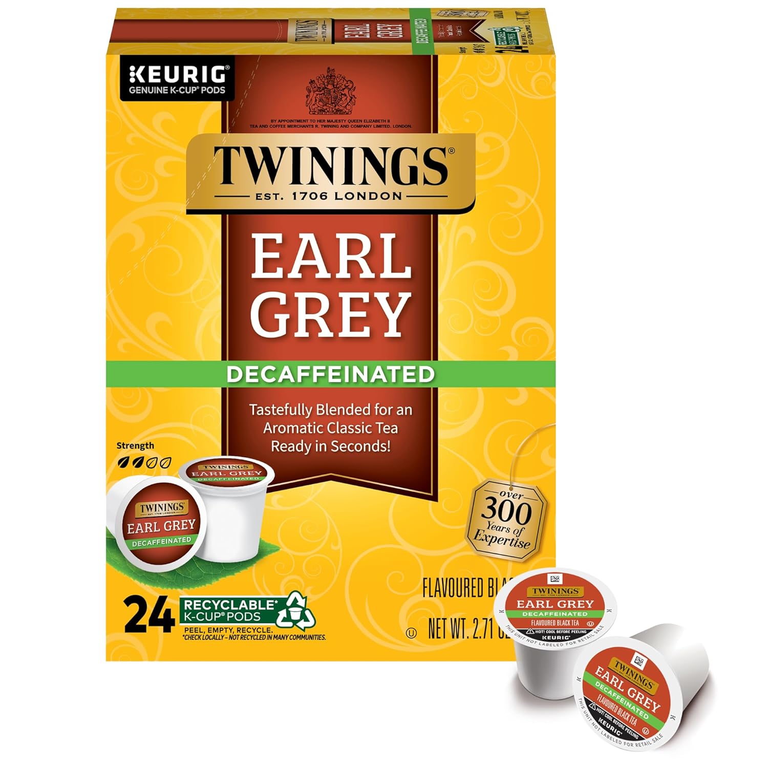 Twinings English Breakfast Black Tea K-Cup Pods for Keurig, 24 Count (Pack of 1), Smooth, Flavourful, Robust, Caffeinated, Enjoy Hot or Iced | Packaging May Vary