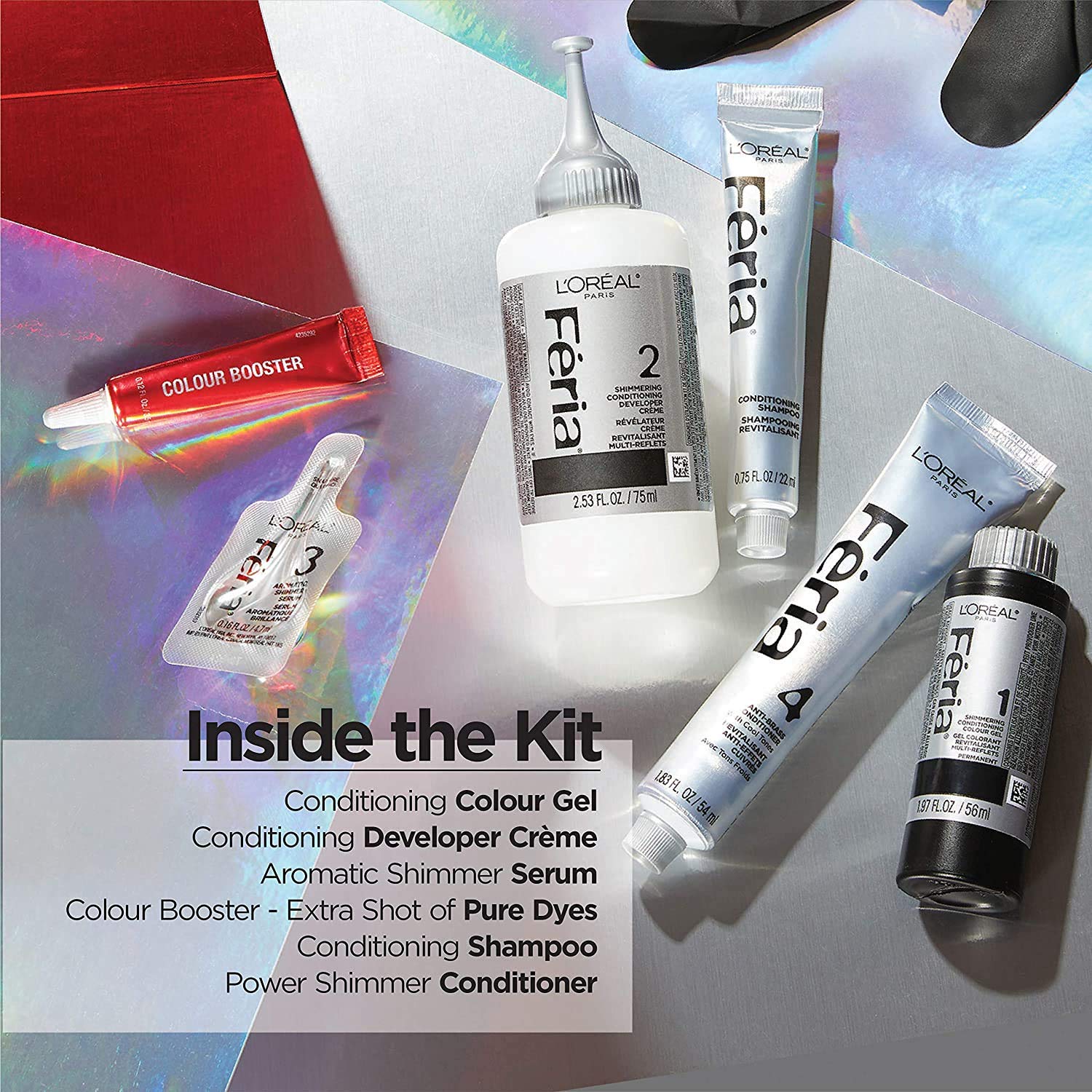 L'Oreal Paris Feria Hyper Platinum Advanced Lightening System Hair Bleach, Lifts Up To 8 Levels, Includes Anti Brass Purple Conditioner, 1 Hair Dye Kit